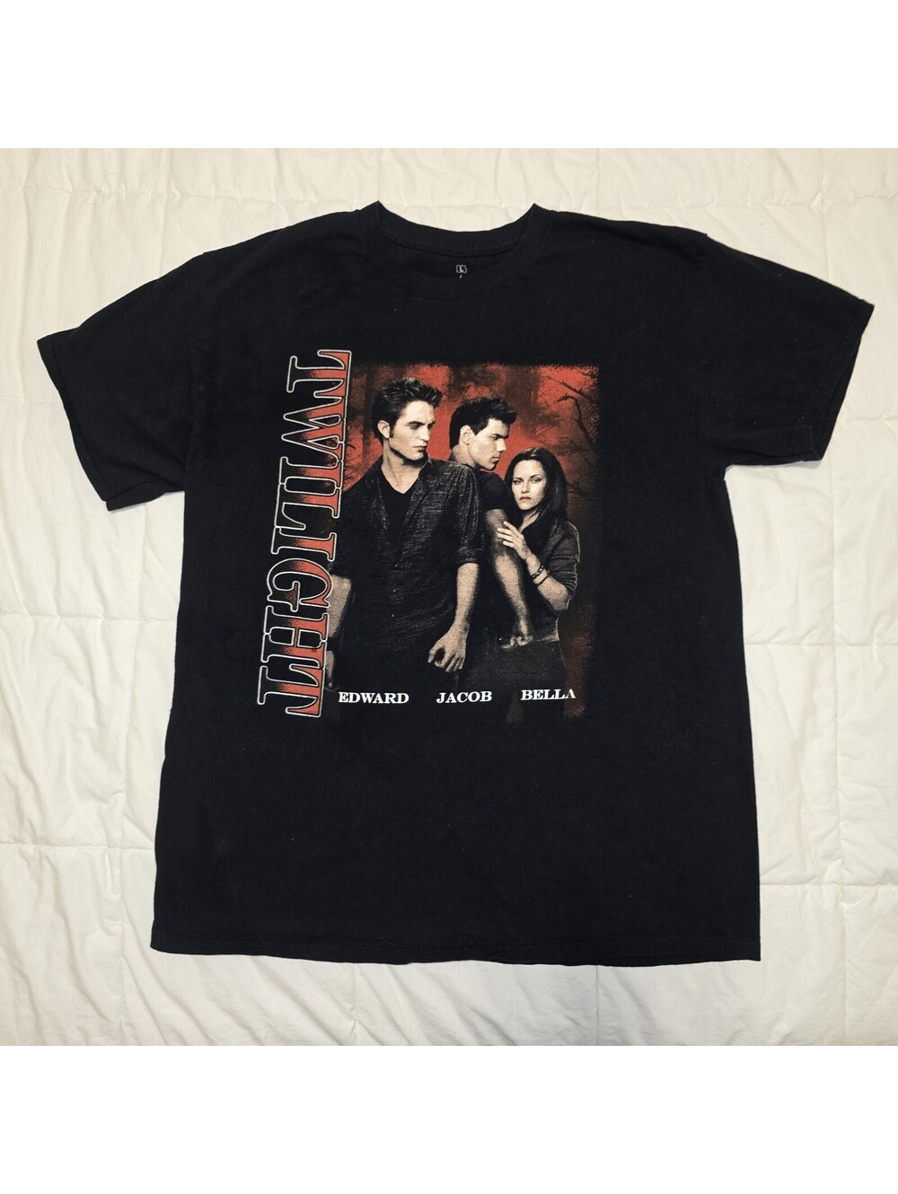 Twilight Edward Bella Jacob Vampires Black Graphic T-shirt Tee Size L